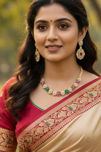 Ad, ruby and emerald bridal jewellery