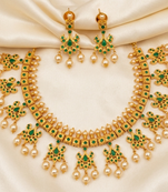 Green color guttapoosalu necklace set