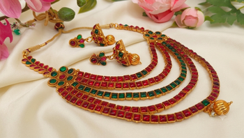 Multicolor kemp 5 layer necklace set 2