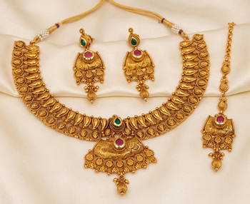 Multicolor gold plated semi bridal set 1