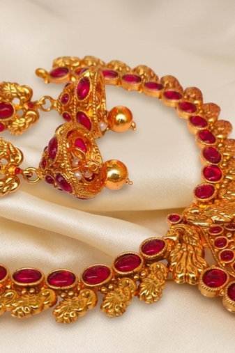 Pink kemp peacock necklace set