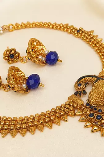 Blue kemp peacock necklace set