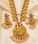 Pink and blue peacock temple jewellery