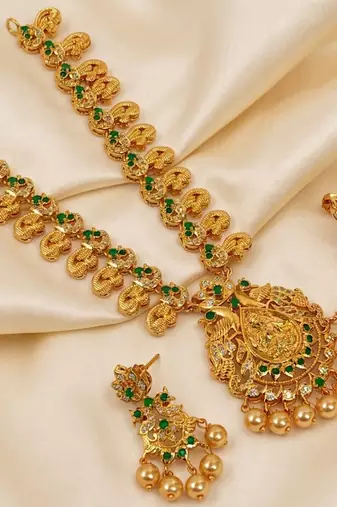 Green peacock temple jewellery