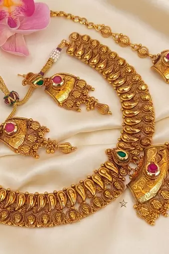 Multicolor gold plated semi bridal set