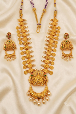 Gold plated temple jewellery with rubies and emeralds 2
