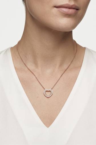 925 Sterling Silver Rose Gold Double Heart Pendant Necklace Set for Women