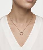 925 Sterling Silver Rose Gold Double Heart Pendant Necklace Set for Women