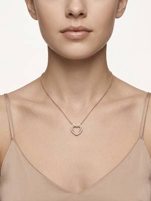925 Sterling Silver Rose Gold Double Heart Pendant Necklace Set for Women 2