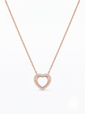 925 Sterling Silver Rose Gold Double Heart Pendant Necklace Set for Women 3
