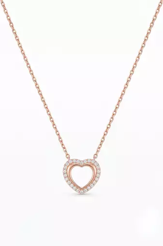 925 Sterling Silver Rose Gold Double Heart Pendant Necklace Set for Women