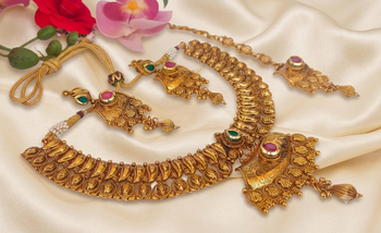 Multicolor gold plated semi bridal set 3