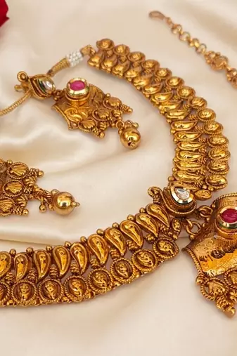 Pink and white gold plated semi bridal set