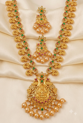 Multicolor peacock temple jewellery 1