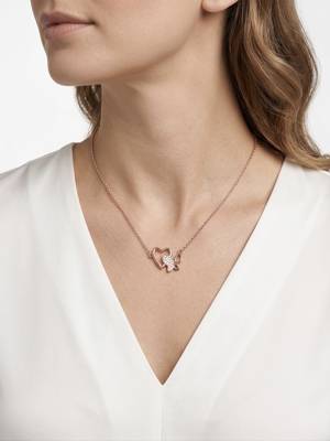 925 Sterling Silver Rose Gold Butterfly & Open Heart Pendant Necklace Set for Women 1