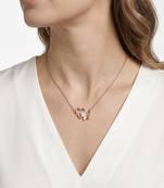 925 Sterling Silver Rose Gold Butterfly & Open Heart Pendant Necklace Set for Women