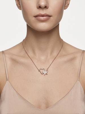 925 Sterling Silver Rose Gold Butterfly & Open Heart Pendant Necklace Set for Women 3