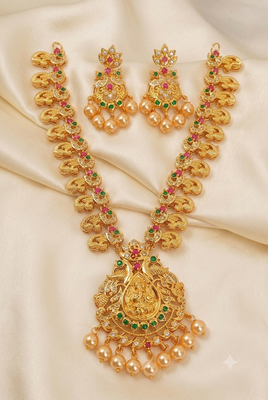 Multicolor peacock temple jewellery 1