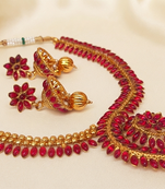 Designer pink kemp necklace set