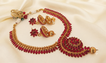 Designer pink kemp necklace set 2