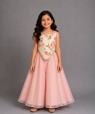 Off white pink printed cotton silk co ord set 1
