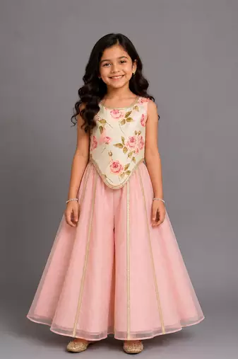 Off white pink printed cotton silk co ord set