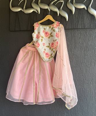 Off white pink printed cotton silk co ord set 3