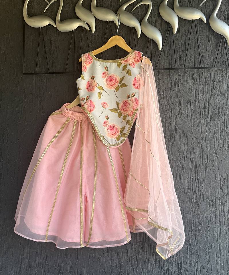 Off white pink printed cotton silk co ord set