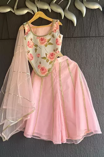 Blue Pink Printed Cotton Silk Co Ord Set