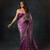 magenta color sequins with cording embroidered work silk blend saree