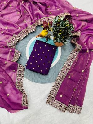 magenta color sequins with cording embroidered work silk blend saree 5