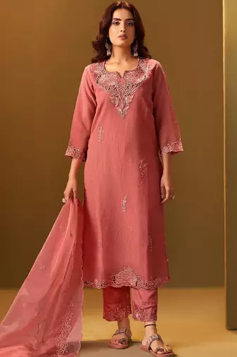 Women Floral Embroidered Regular Thread Work Kurta with Trousers & With Dupatta