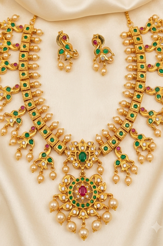 Multicolor guttapoosalu necklace set