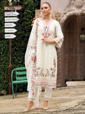 Floral Embroidered Regular Sequinned Kurta With Trousers & Dupatta 1