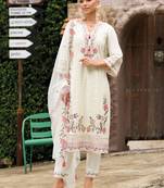 Floral Embroidered Regular Sequinned Kurta With Trousers & Dupatta