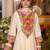 Floral Embroidered A-Line Tie-Up Neck Thread Work Kurta With Trousers & Dupatta