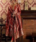 Ethnic Motifs Woven Design Zari Straight Kurta With Trousers & Dupatta