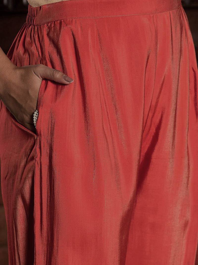 Ethnic Motifs Woven Design Zari Straight Kurta With Trousers & Dupatta