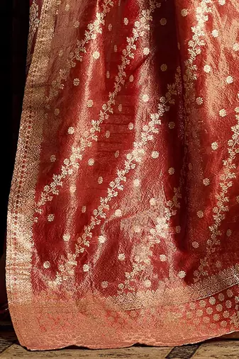 Ethnic Motifs Woven Design Zari Straight Kurta With Trousers & Dupatta