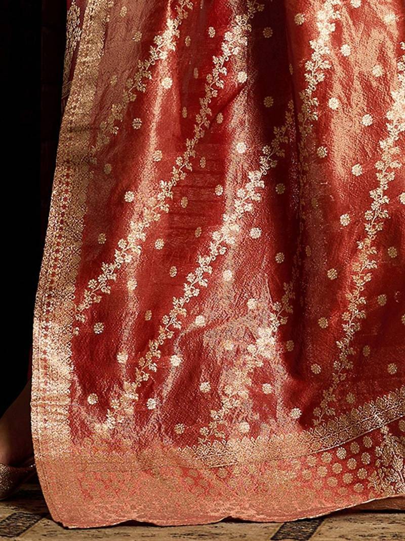 Ethnic Motifs Woven Design Zari Straight Kurta With Trousers & Dupatta