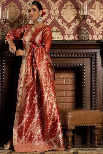 Ethnic Motifs Woven Design Zari Straight Kurta With Trousers & Dupatta