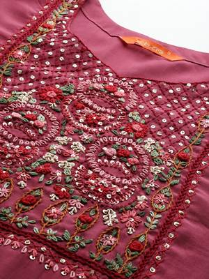 Floral Embroidered Kurta with Trousers & Dupatta 2