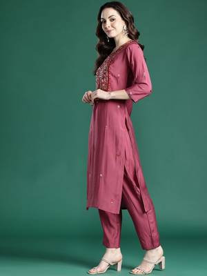 Floral Embroidered Kurta with Trousers & Dupatta 6