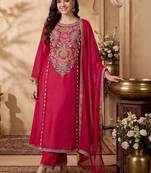 Women Ethnic Motifs Embroidered Regular Thread Work Kurta with Trousers & With Dupatta