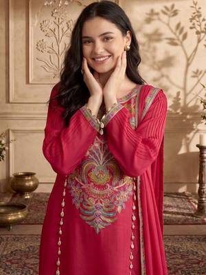 Women Ethnic Motifs Embroidered Regular Thread Work Kurta with Trousers & With Dupatta 3