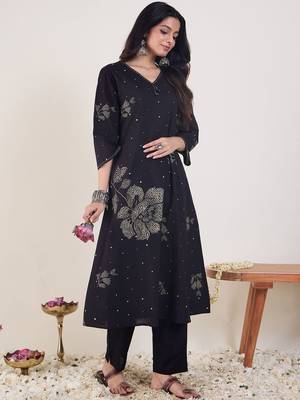 Floral Printed Pure Cotton Kurta With Trouser 1