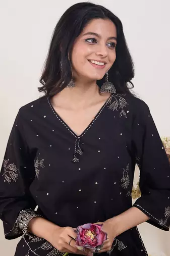 Floral Printed Pure Cotton Kurta With Trouser