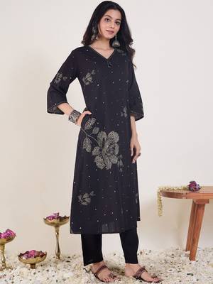 Floral Printed Pure Cotton Kurta With Trouser 3