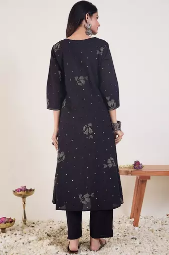 Floral Printed Pure Cotton Kurta With Trouser