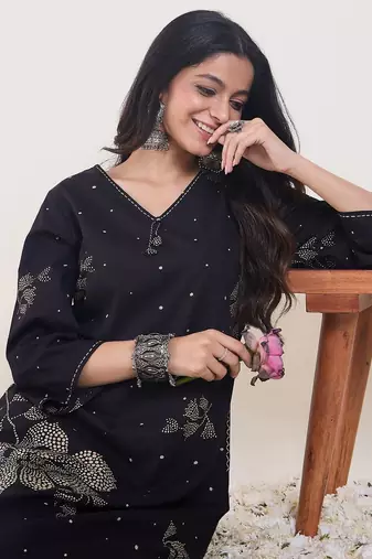 Floral Printed Pure Cotton Kurta With Trouser